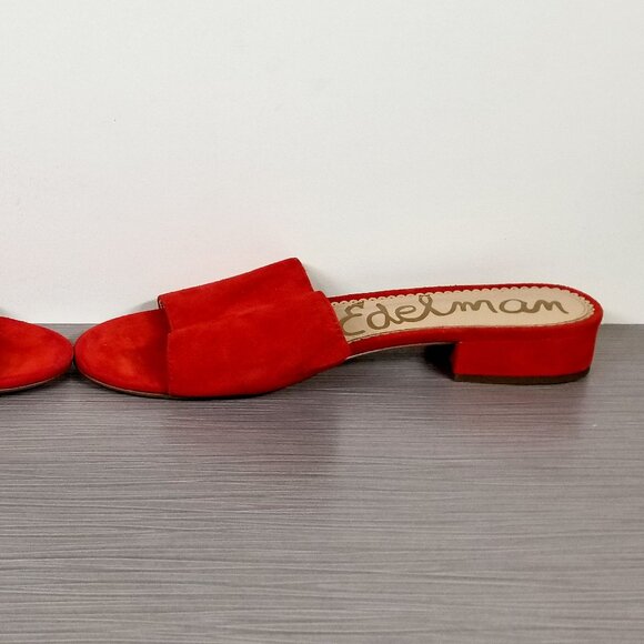 Sam Edelman Kenz Block Heel Slide, Red Suede, Womens Size 10 M / 40 - Picture 8 of 11